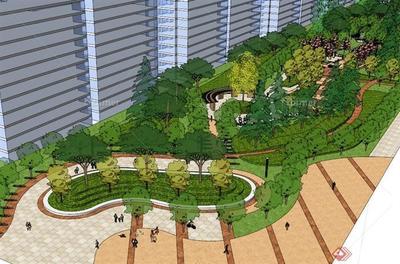 某現代公共綠地景觀設計SU模型[原創(chuàng)]